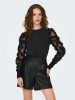 Camisola de Malha com Mangas em Renda Floral