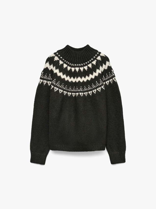 Camisola de Malha com Padrão Jacquard