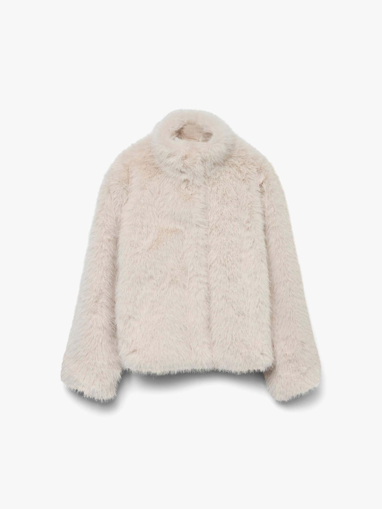 Casaco de Gola Alta Efeito Pelo