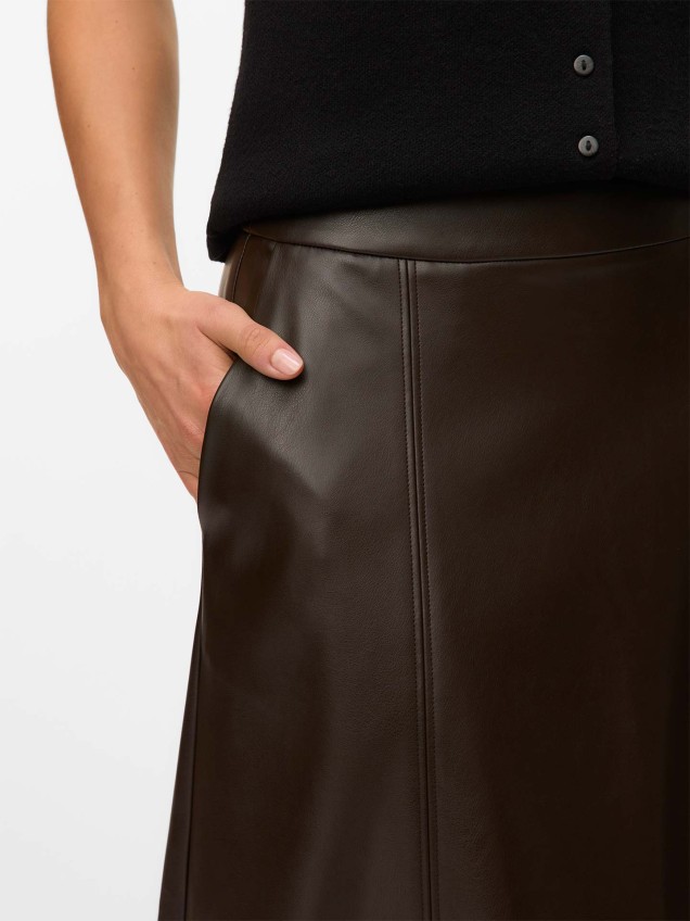 Saia Maxi Efeito Pele Olive