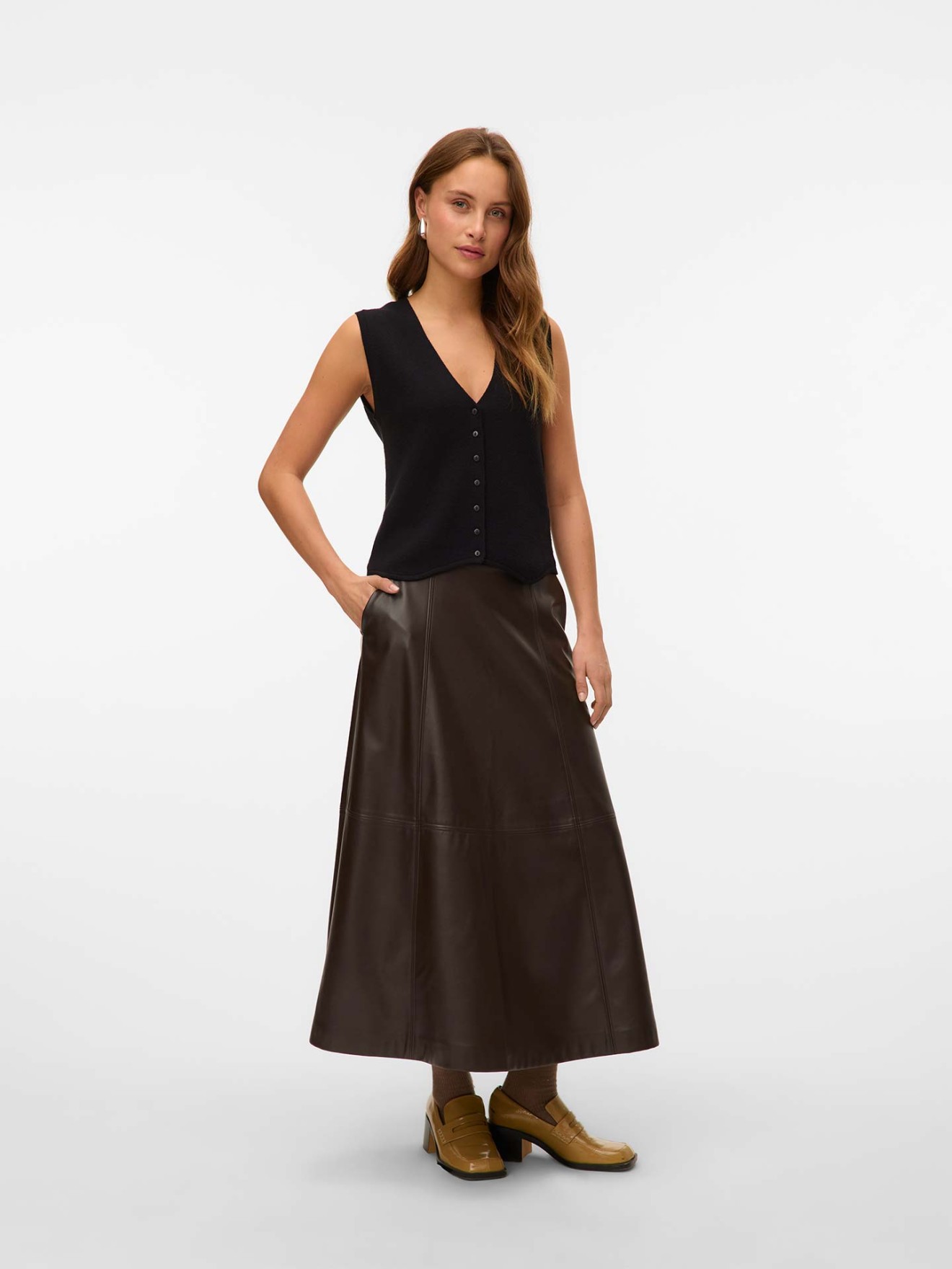 Saia Maxi Efeito Pele Olive