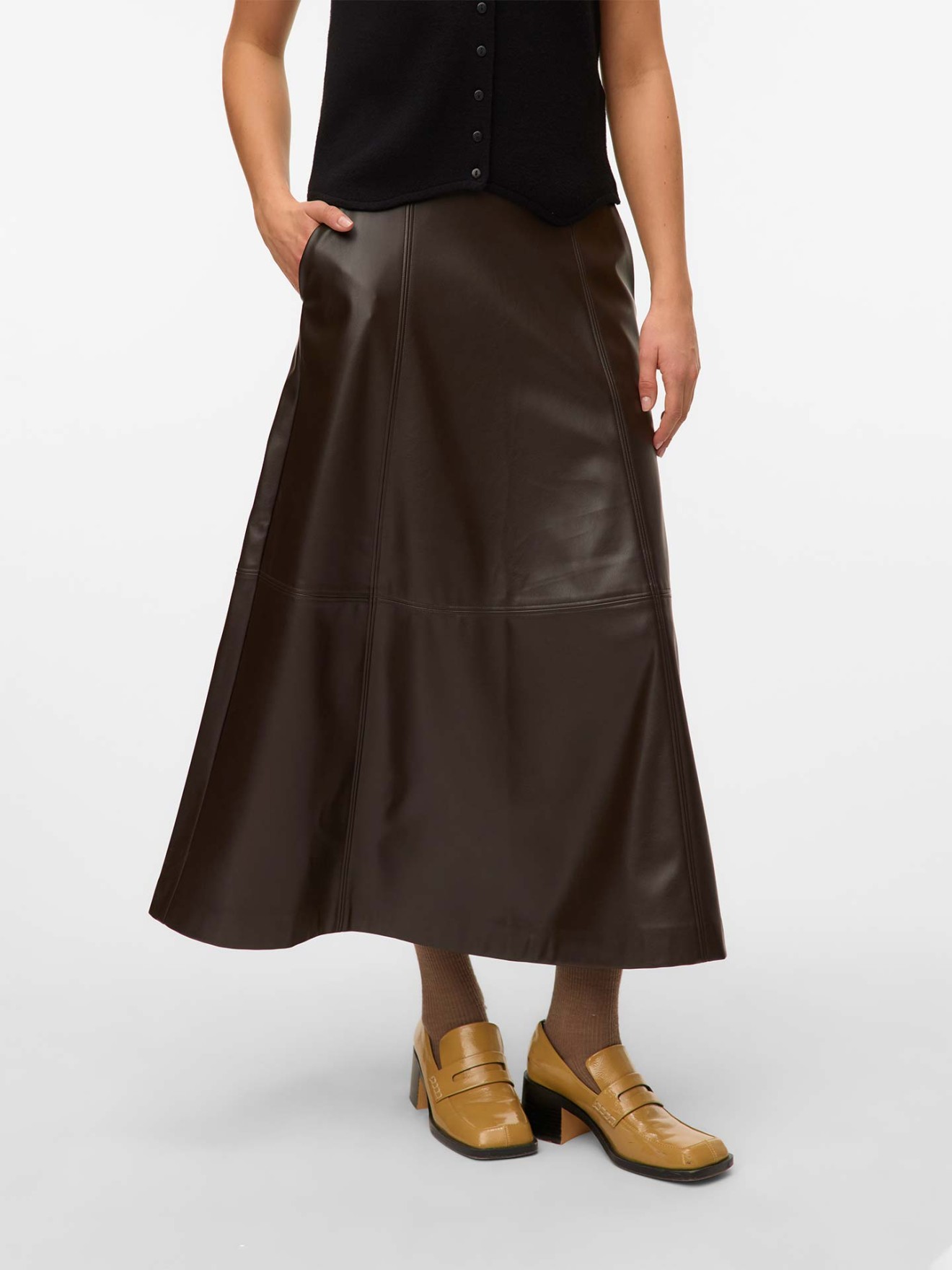 Saia Maxi Efeito Pele Olive