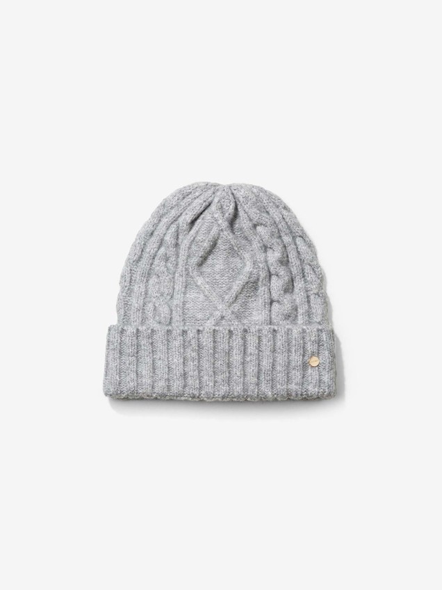 Gorro de Malha com Padrão Entrançado