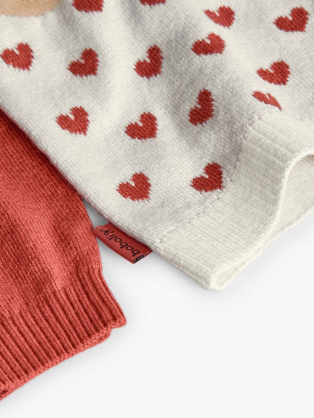Camisola de Malha com Padrão de Raposa e Corações