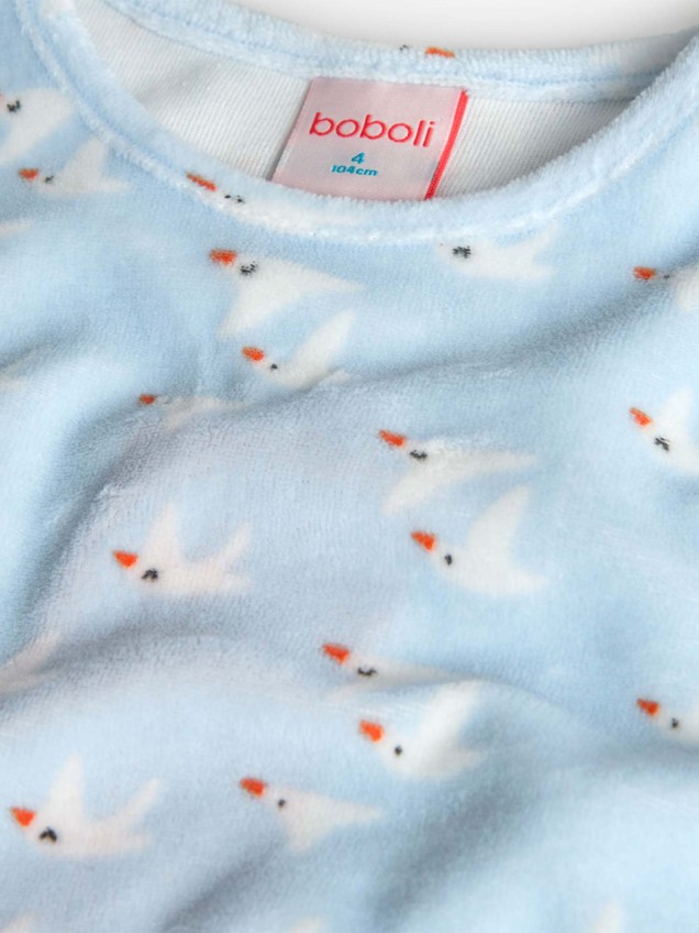 Pijama com Estampado de Pássaros