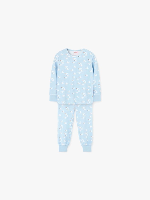 Pijama com Estampado de Pssaros