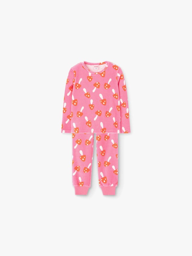 Pijama de Veludo com Estampado de Cogumelos