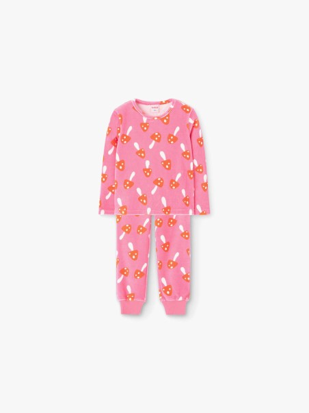 Pijama de Veludo com Estampado de Cogumelos