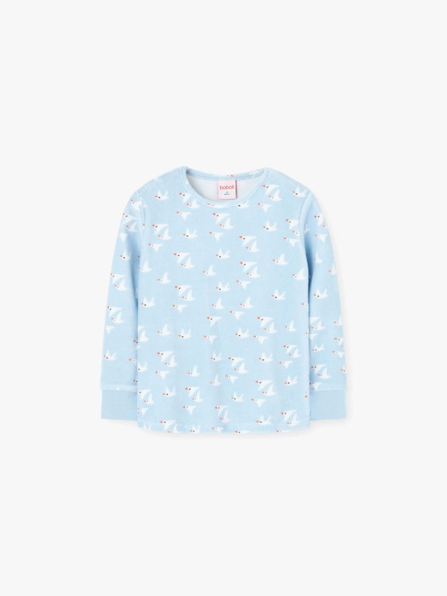 Pijama com Estampado de Pássaros