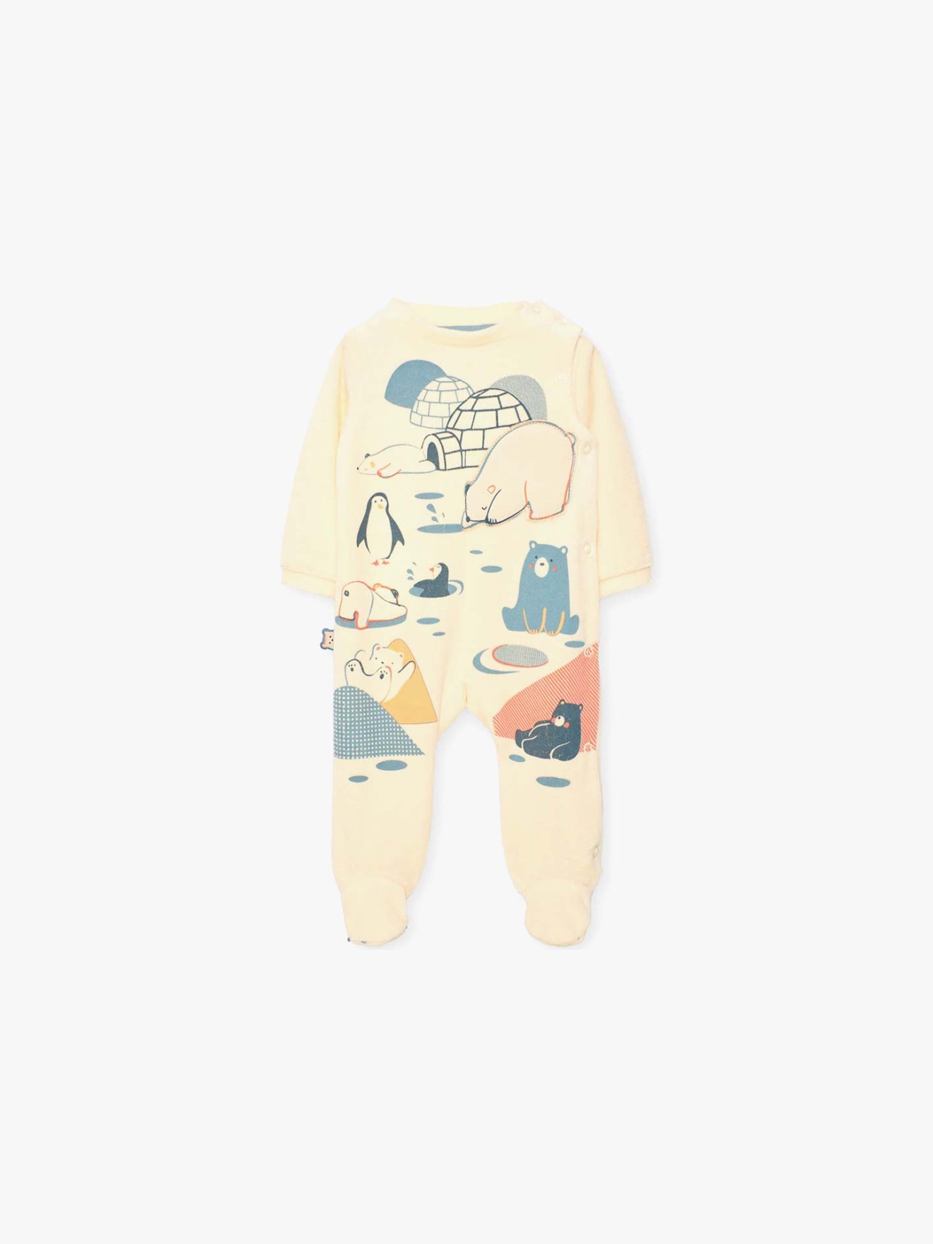 Babygrow em Veludo com Estampado de Animais do Ártico