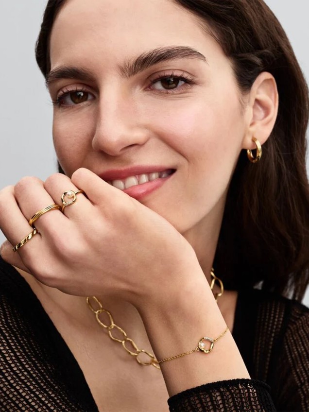 Pulseira com Pérola e Forma Orgânica