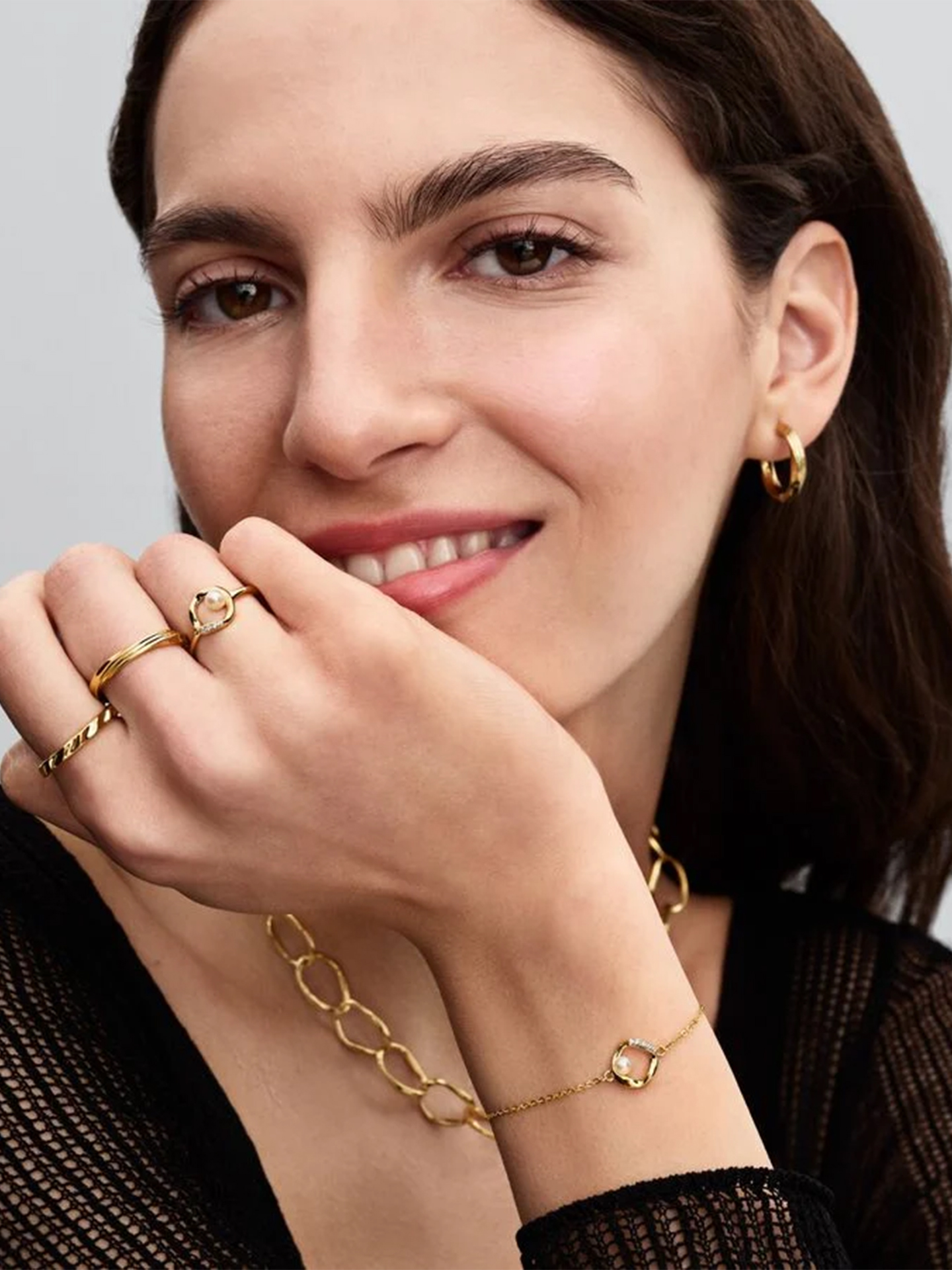 Pulseira com Pérola e Forma Orgânica
