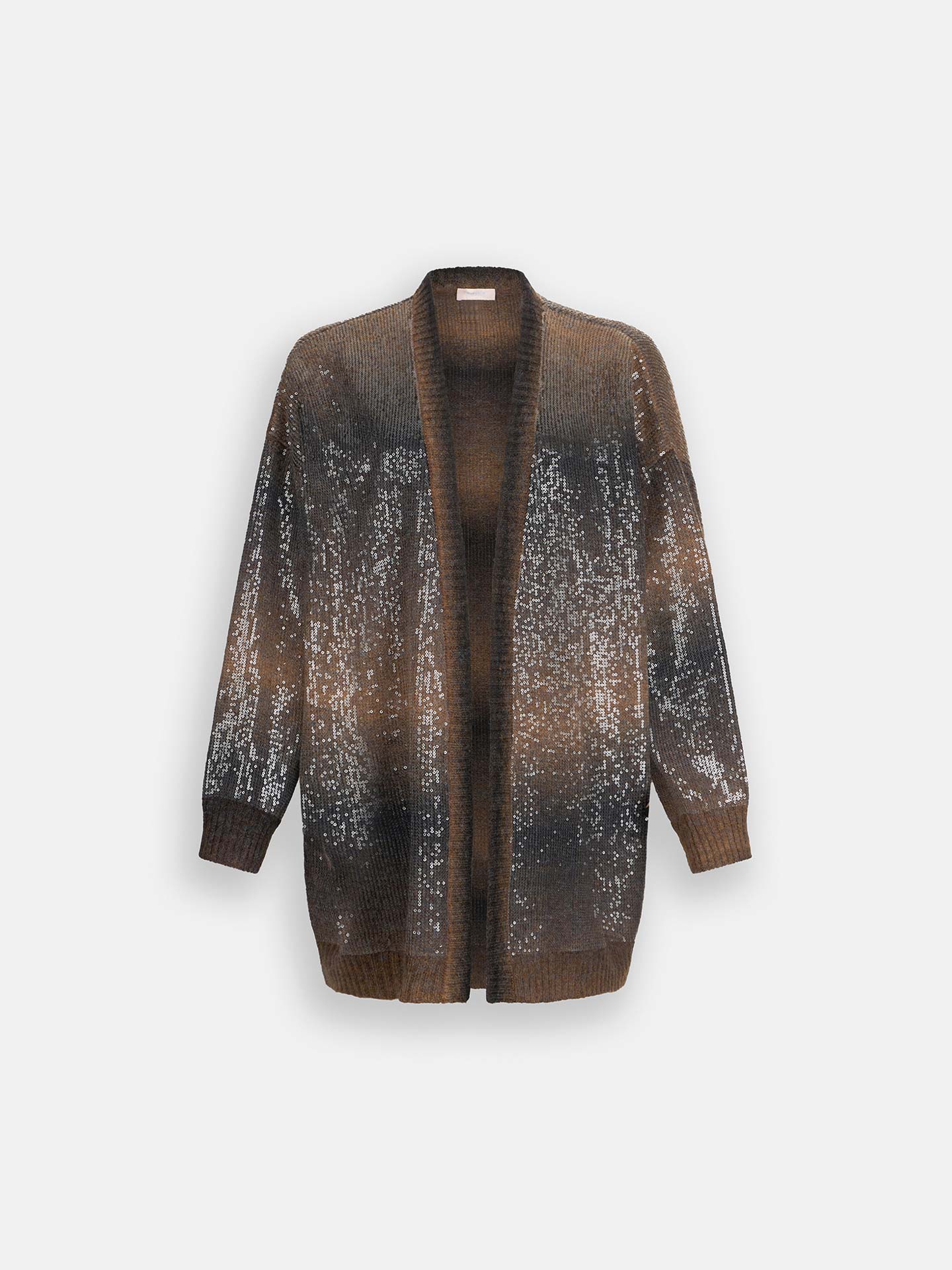 Casaco Comprido de Malha com Padrão Degradé de Lantejoulas