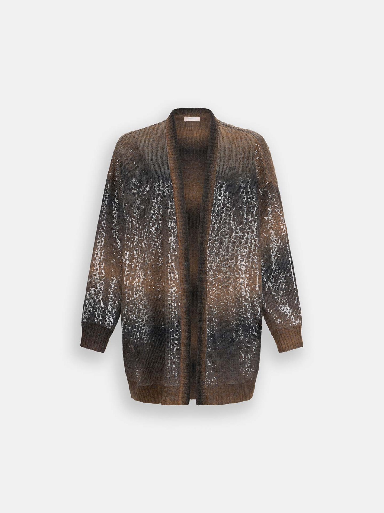 Casaco Comprido de Malha com Padro Degrad de Lantejoulas