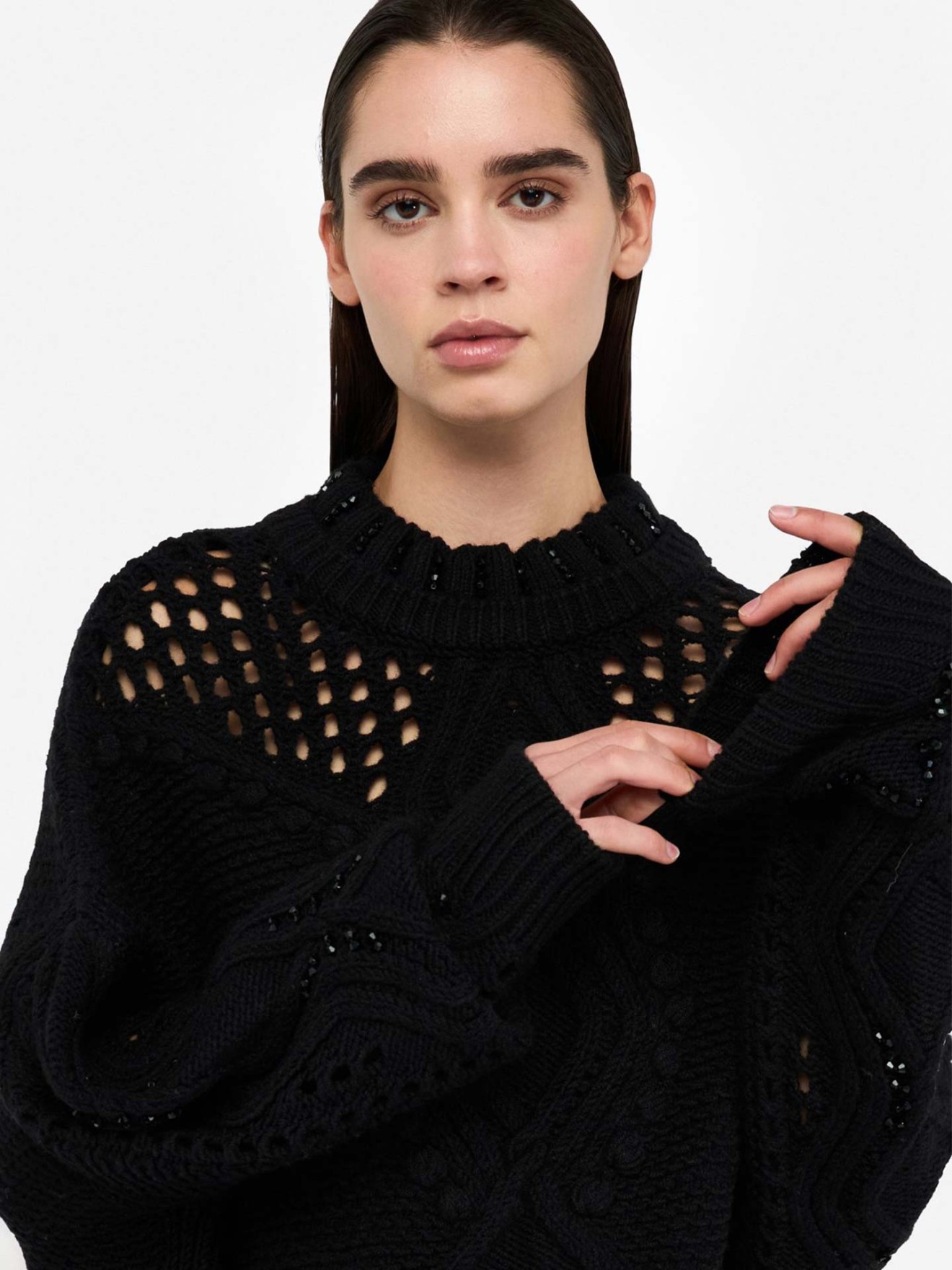 Camisola de Malha com Detalhes Vazados