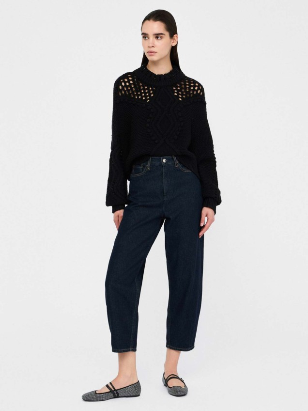 Camisola de Malha com Detalhes Vazados