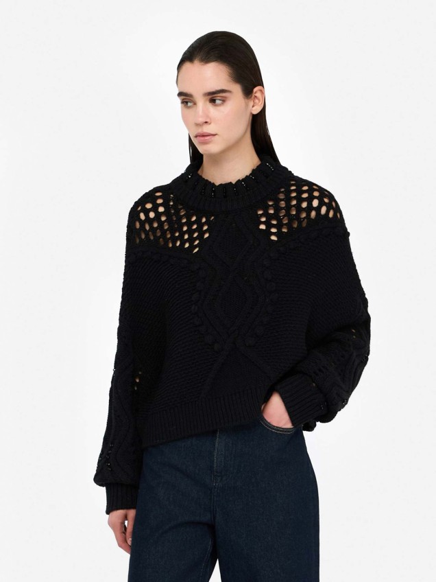 Camisola de Malha com Detalhes Vazados