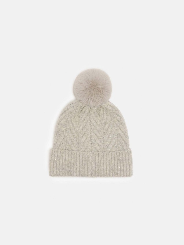 Gorro com Pompom e Detalhes Lurex