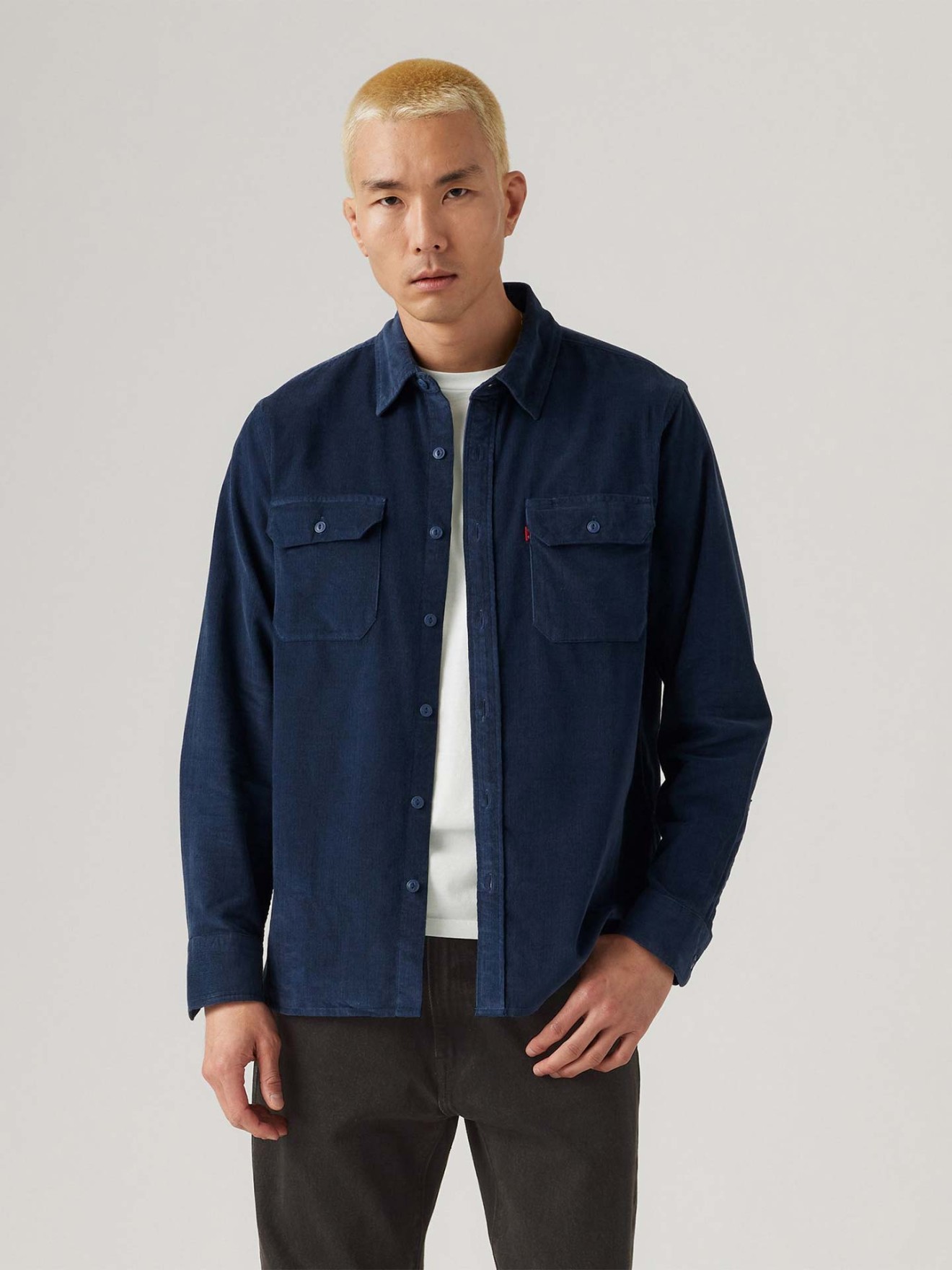 Camisa de Bombazina com Bolsos de Chapa