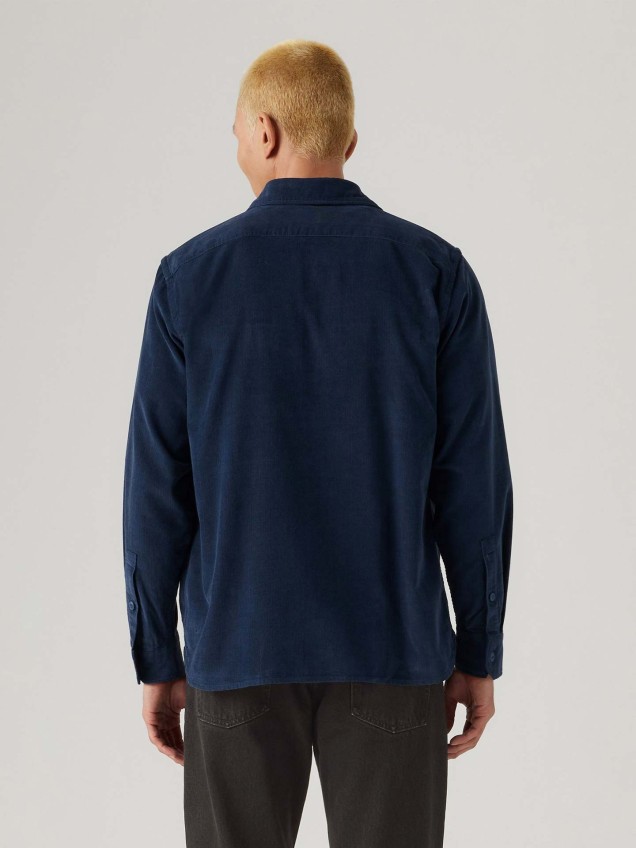 Camisa de Bombazina com Bolsos de Chapa