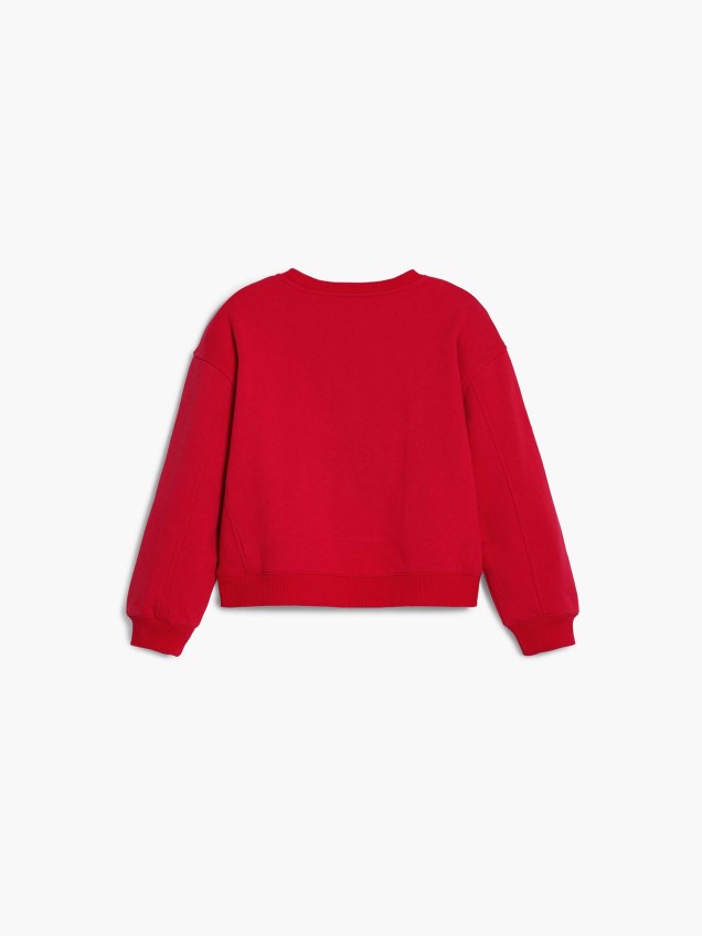 Sweatshirt com Cerejas Bordadas e Lantejoulas