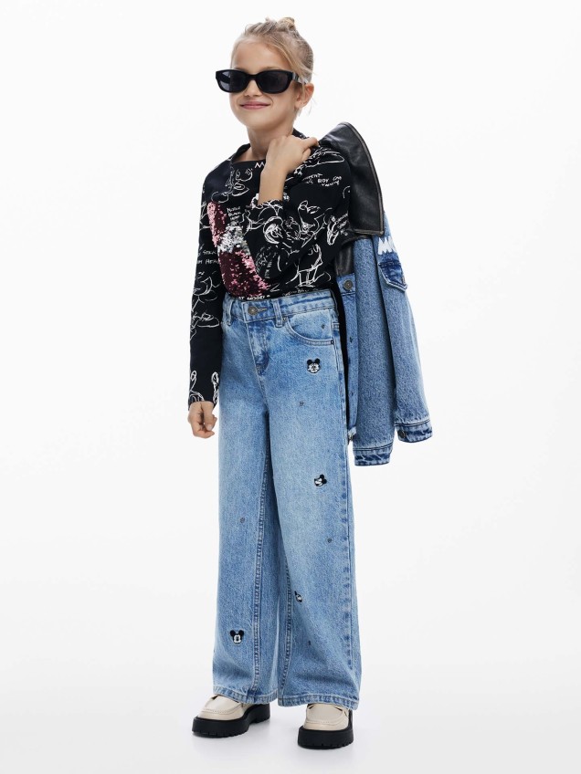 Calças de Ganga Wide Leg Mickey Mouse