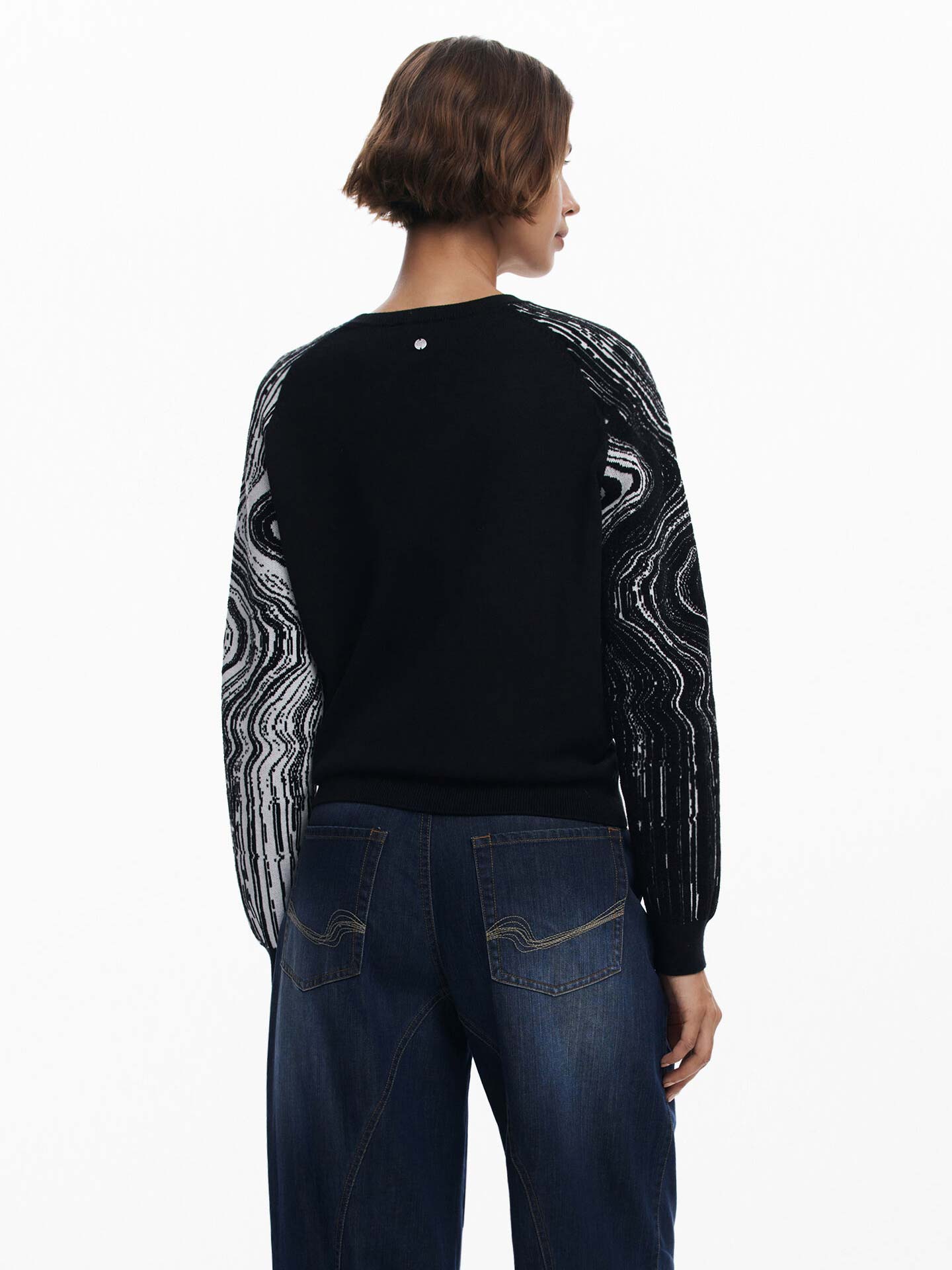 Camisola de Malha com Padrão nas Mangas