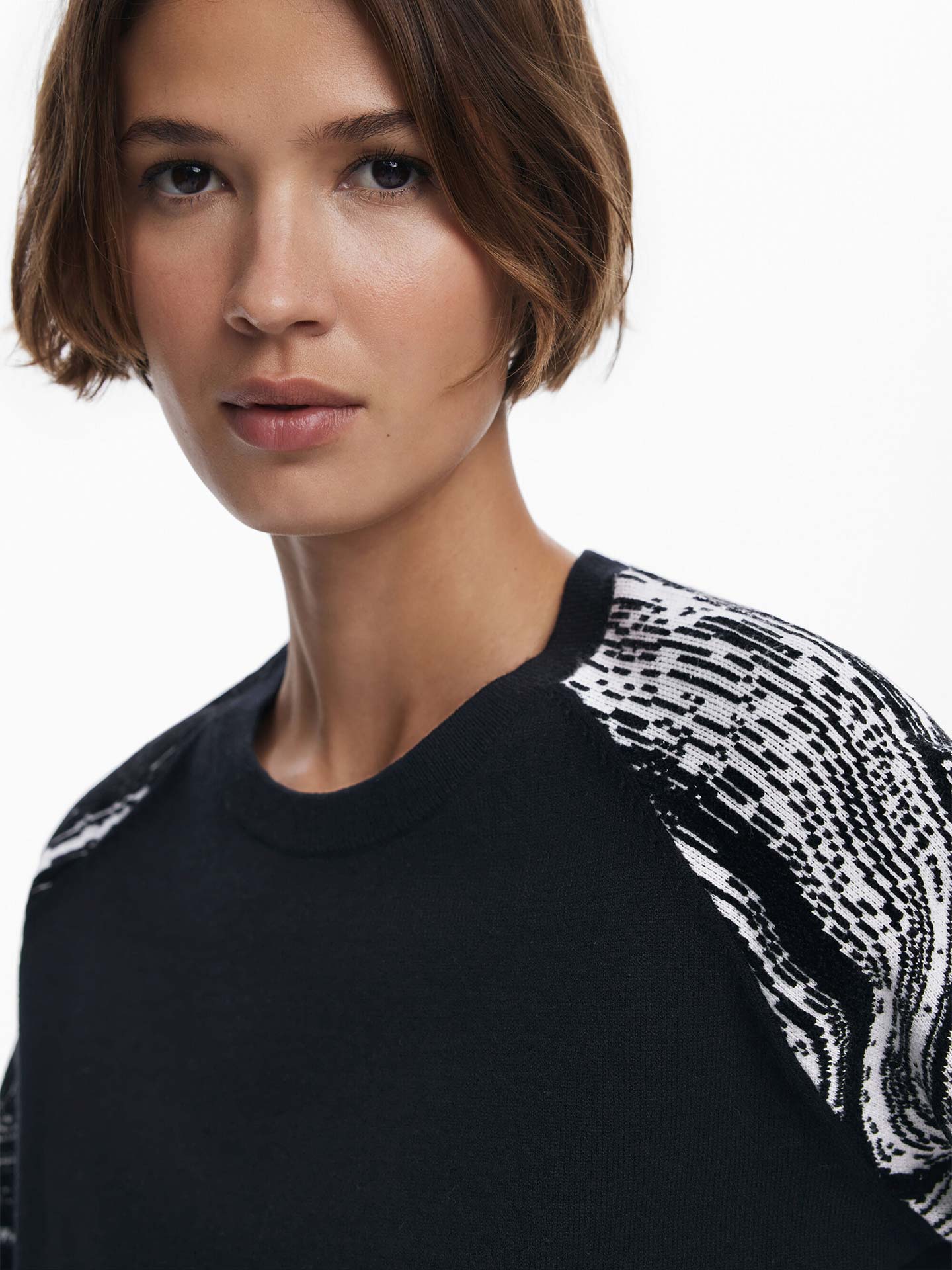 Camisola de Malha com Padrão nas Mangas