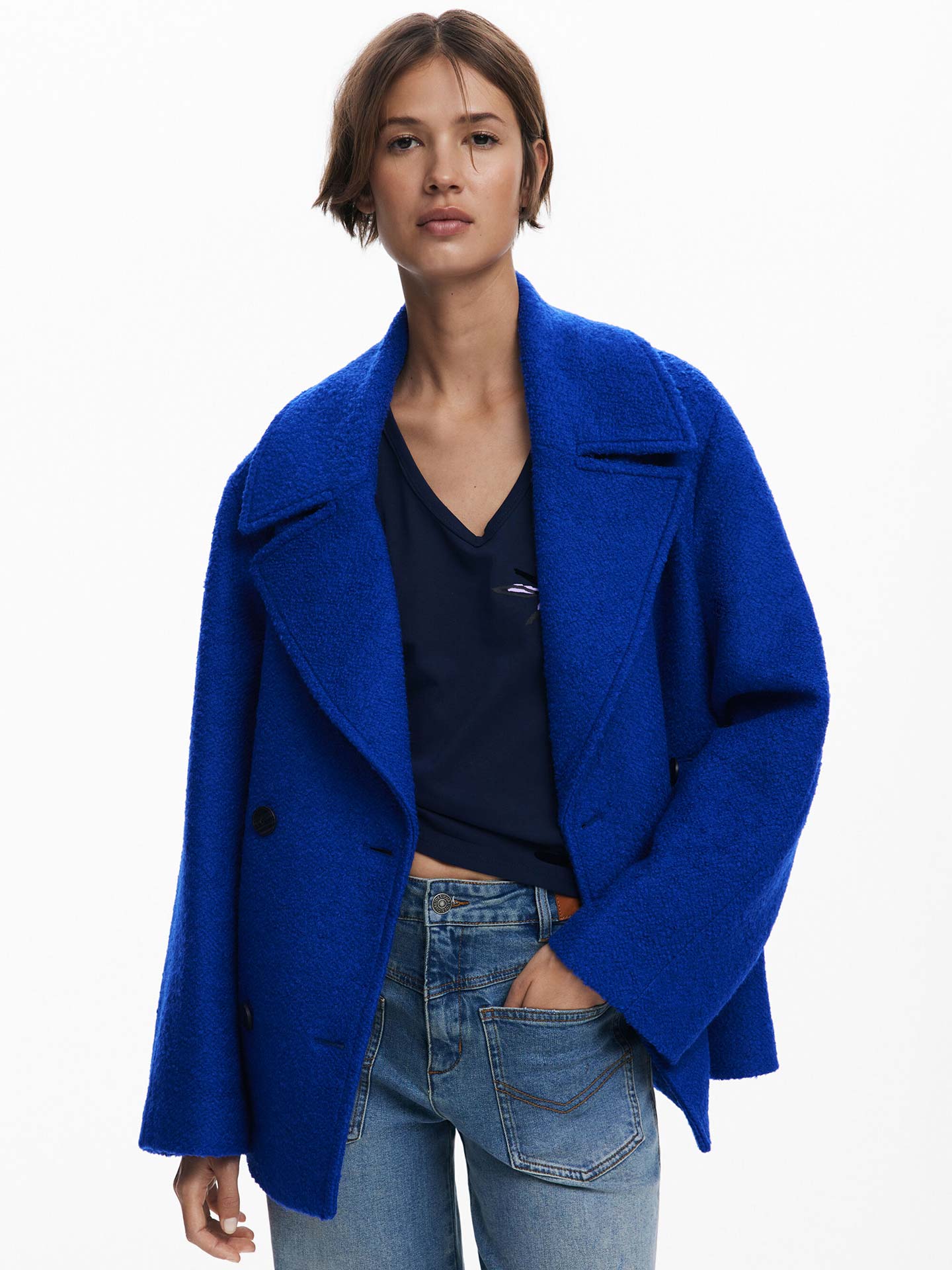 Casaco Curto com Gola de Lapela