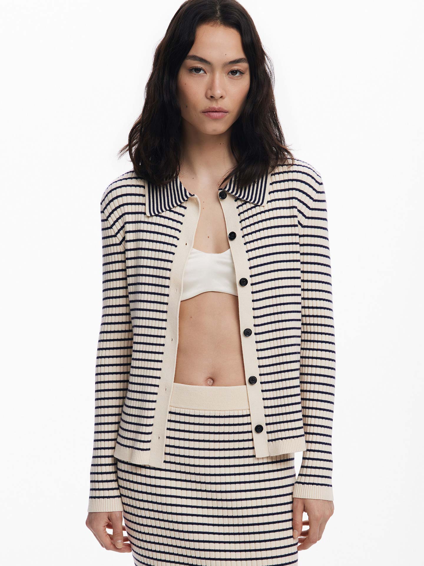 Saia Midi Malha Canelada