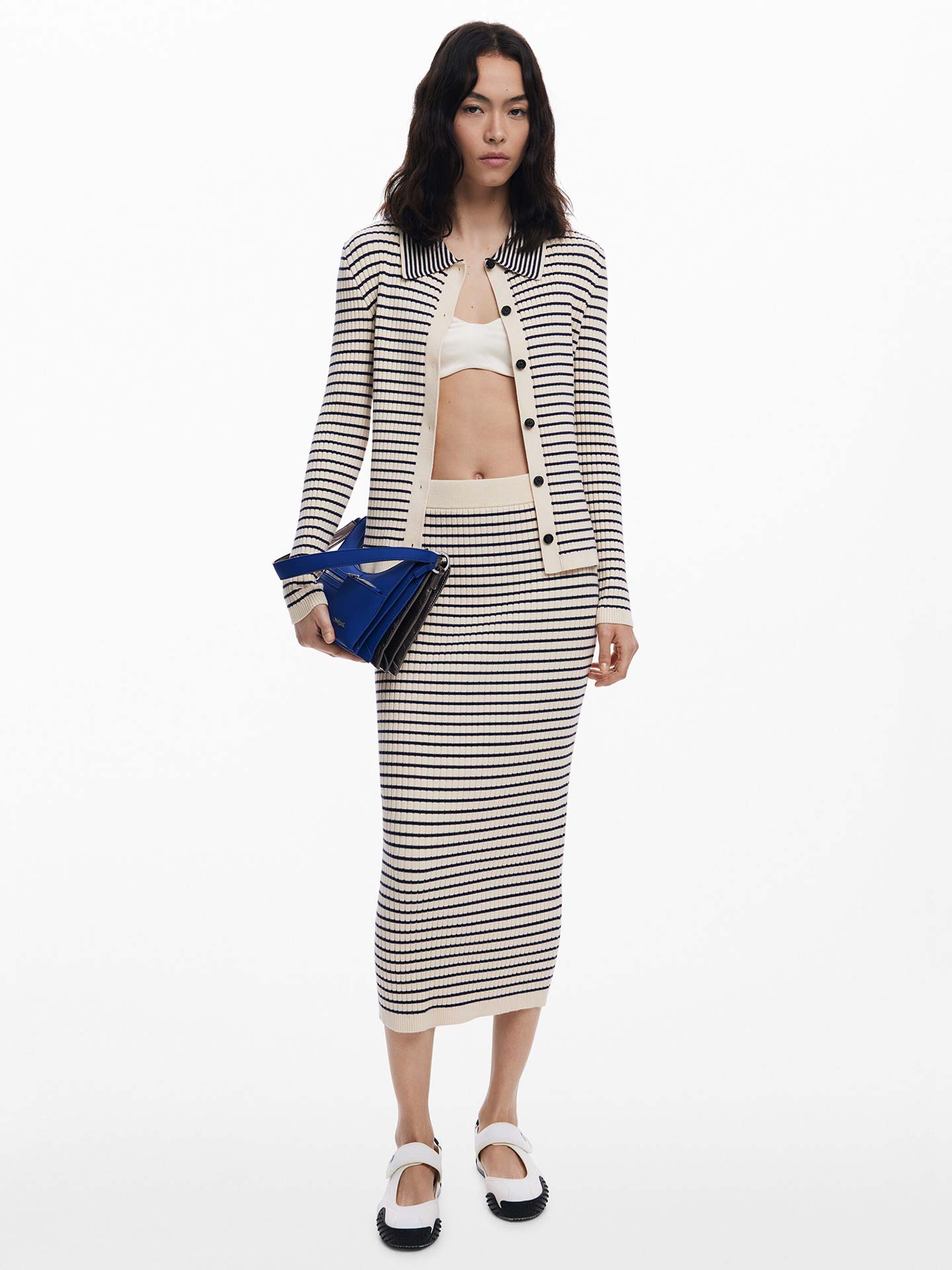 Saia Midi Malha Canelada