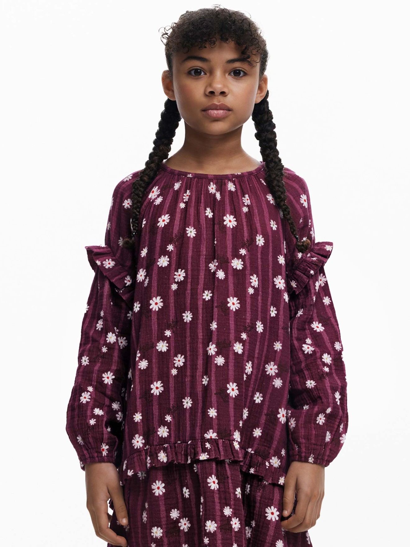 Vestido Curto com Estampado Floral e Folhos