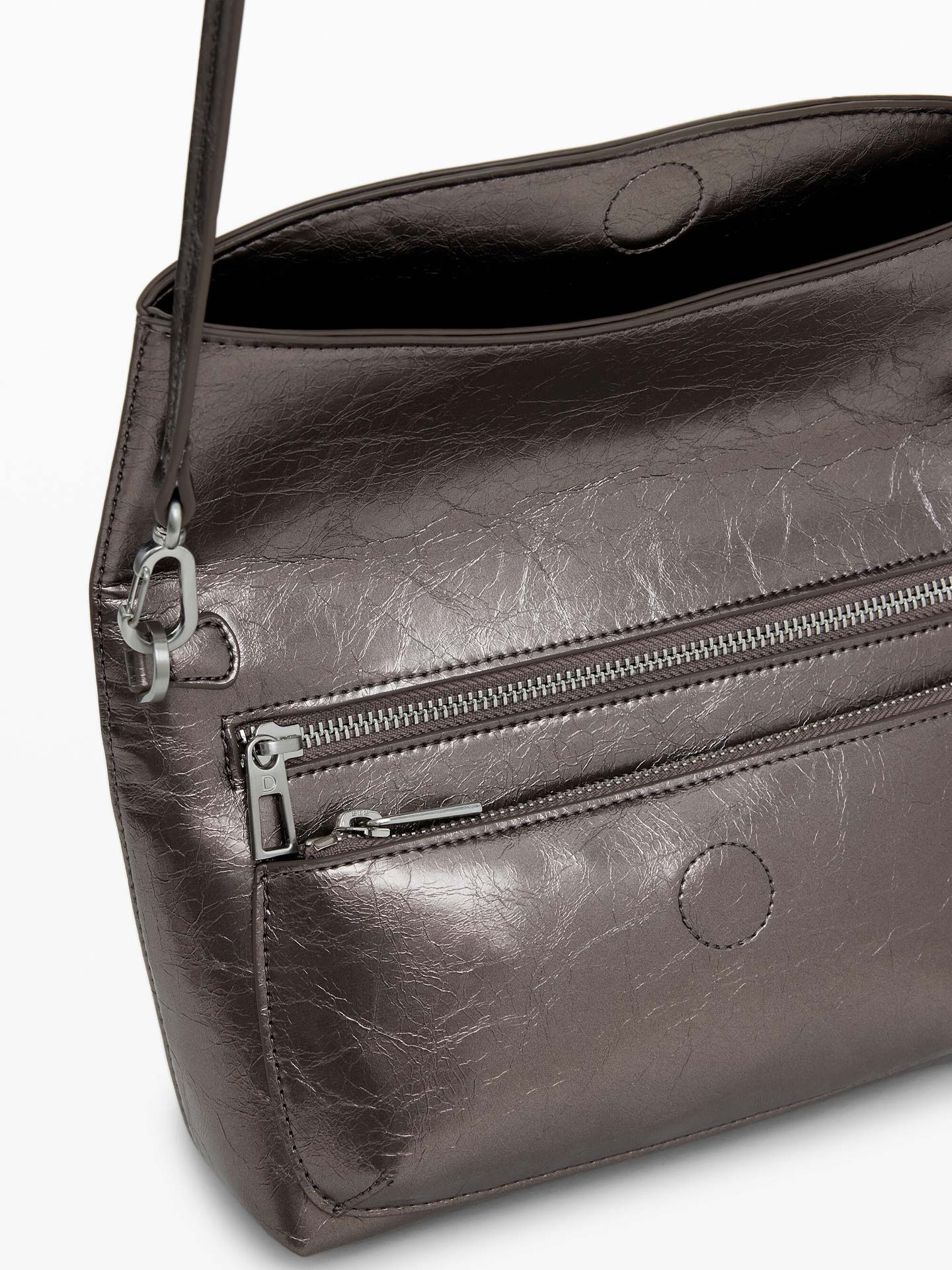 Mala de Ombro com Efeito Metalizado