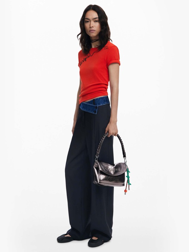 Mala de Ombro com Efeito Metalizado