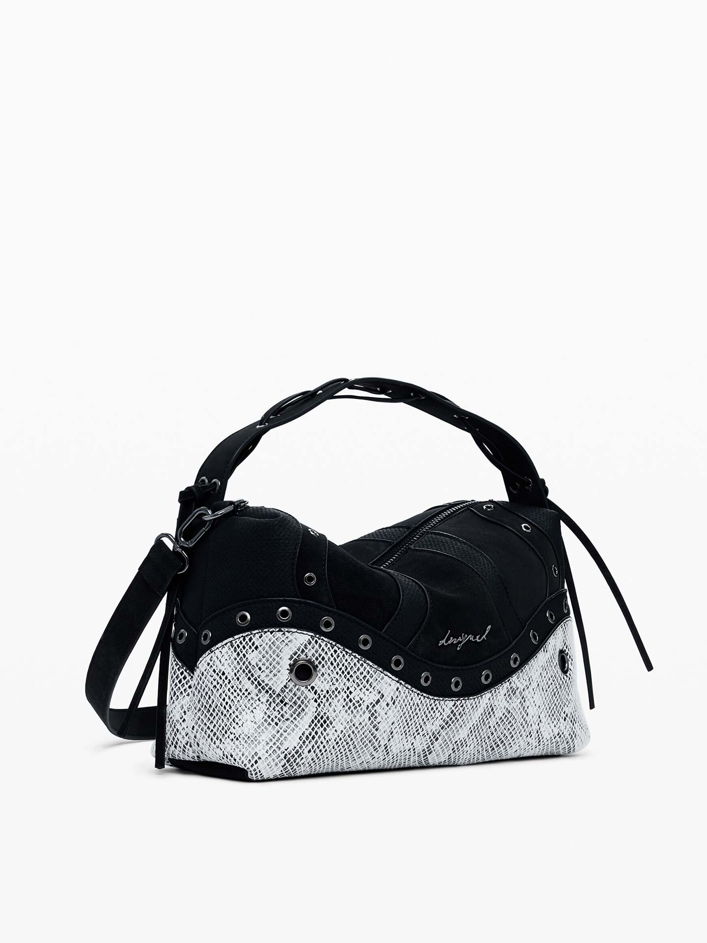 Mala de Mão com Tachas e Padrão Cobra