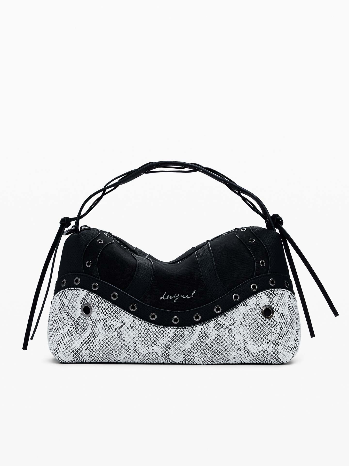 Mala de Mão com Tachas e Padrão Cobra