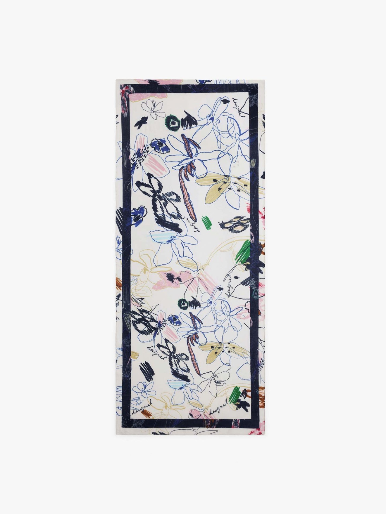 Leno Retangular com Estampado Floral Abstrato