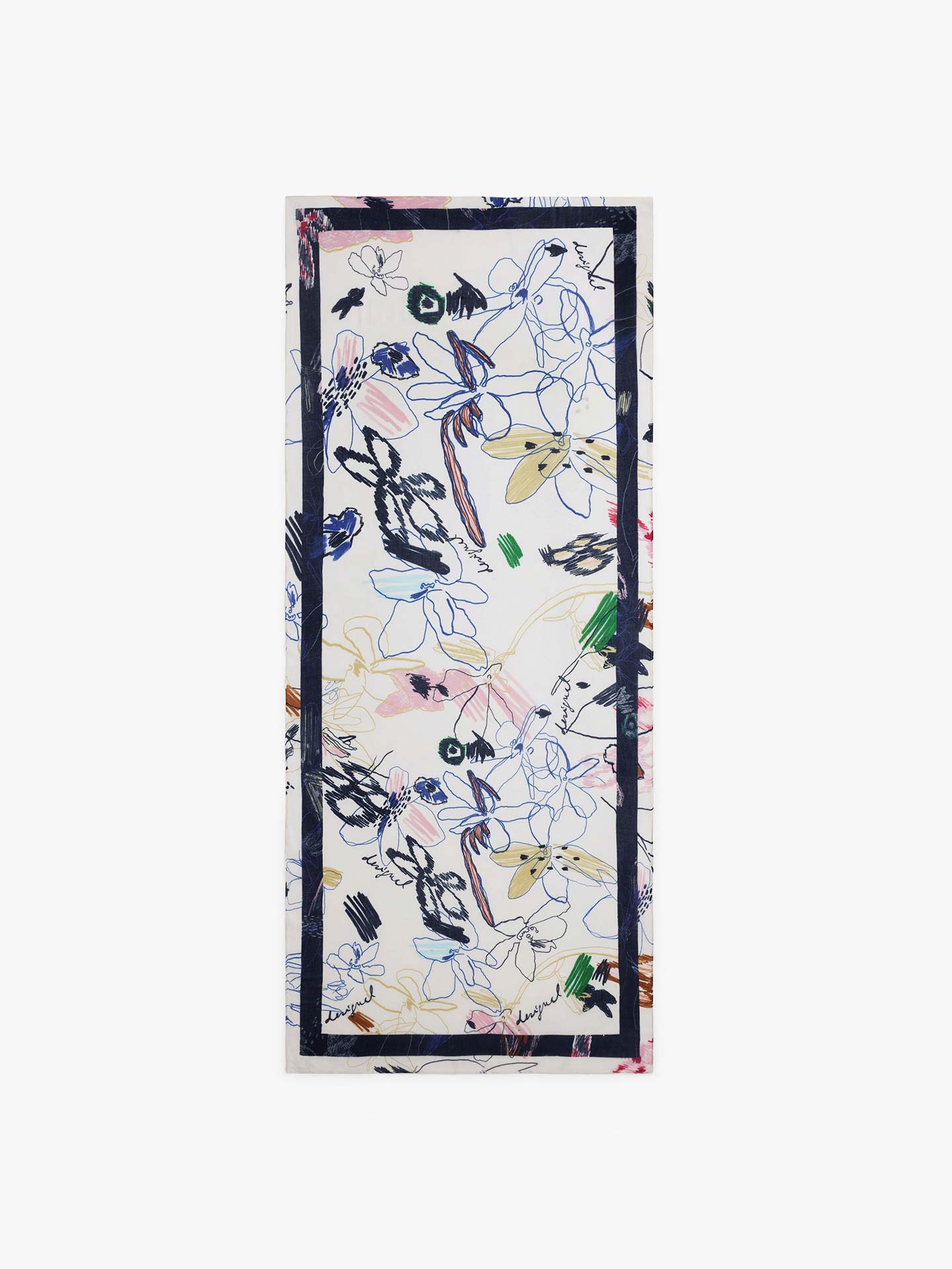 Lenço Retangular com Estampado Floral Abstrato