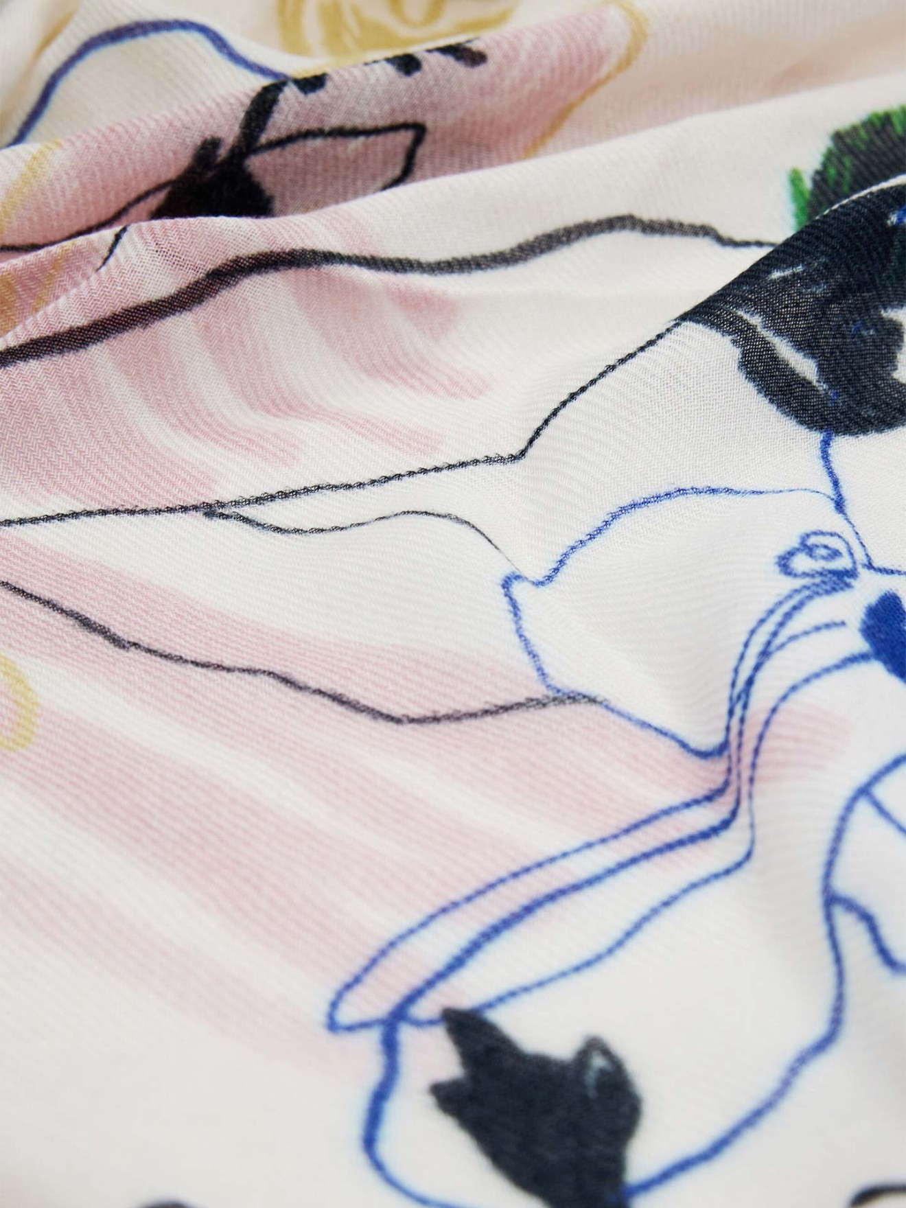 Leno Retangular com Estampado Floral Abstrato