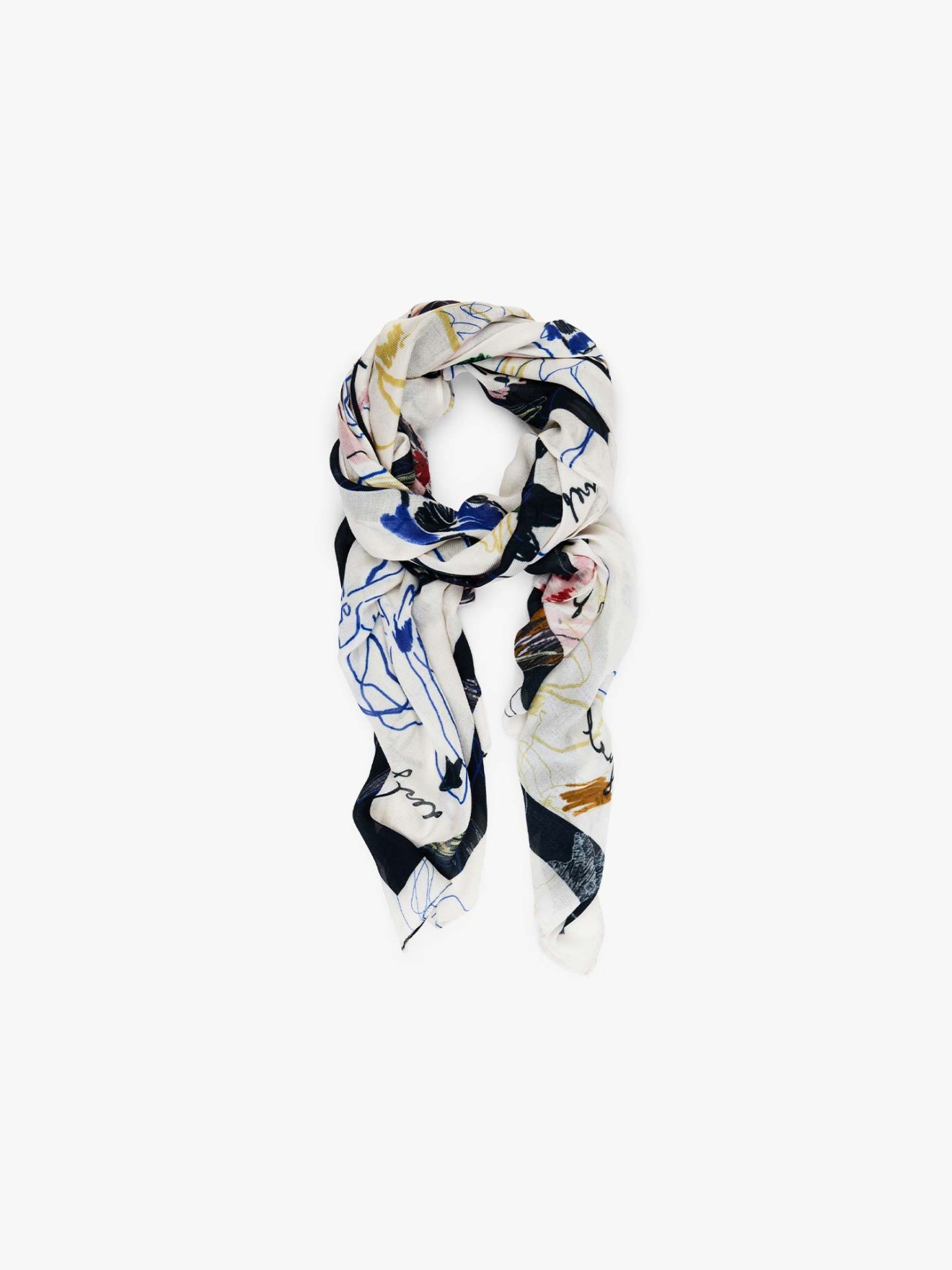 Leno Retangular com Estampado Floral Abstrato