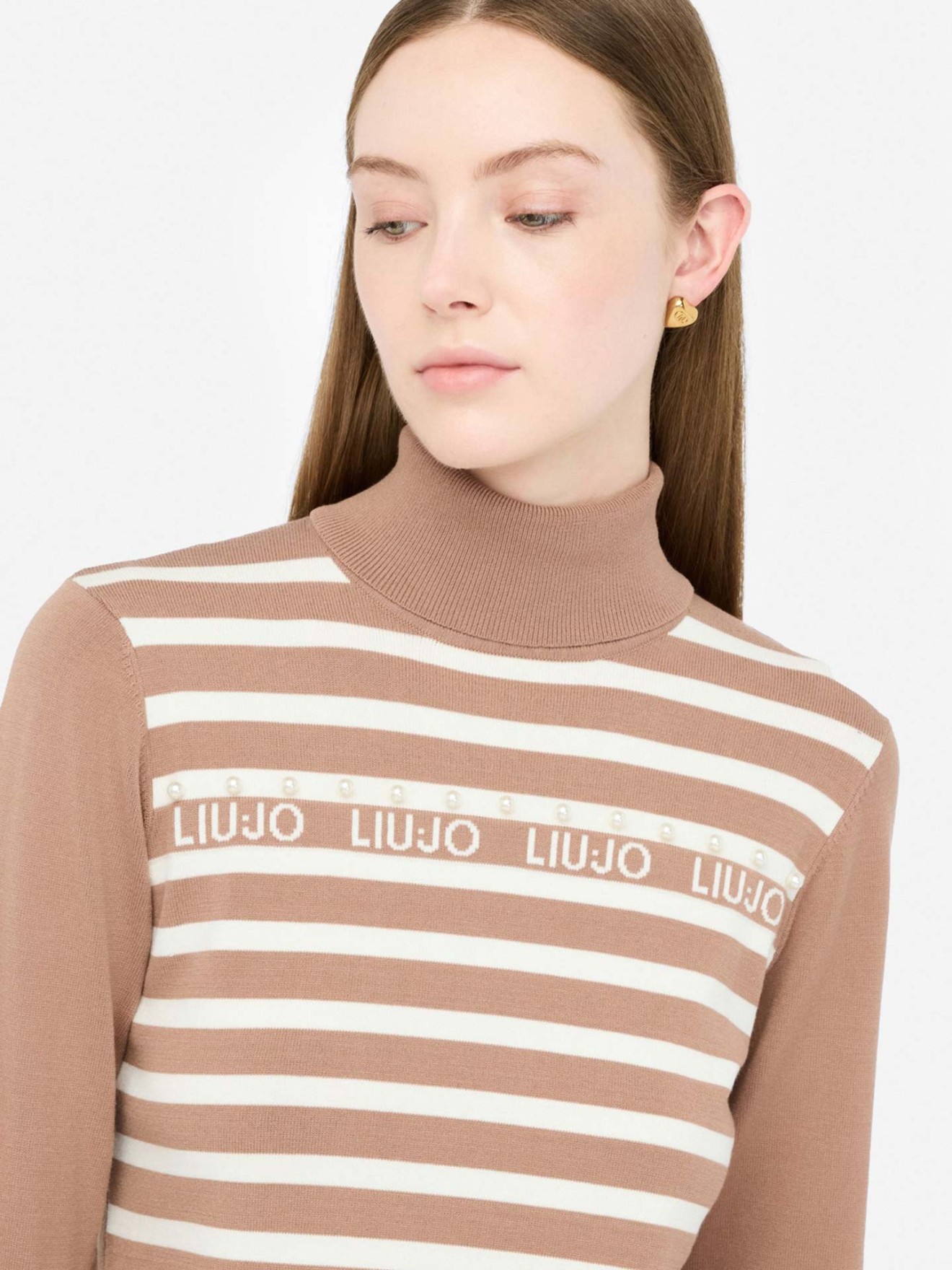 Camisola de Gola Alta com Riscas