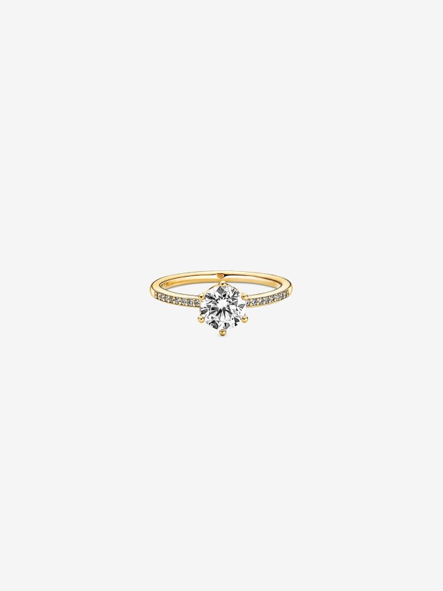 Anel Clear Sparkling Crown Solitaire