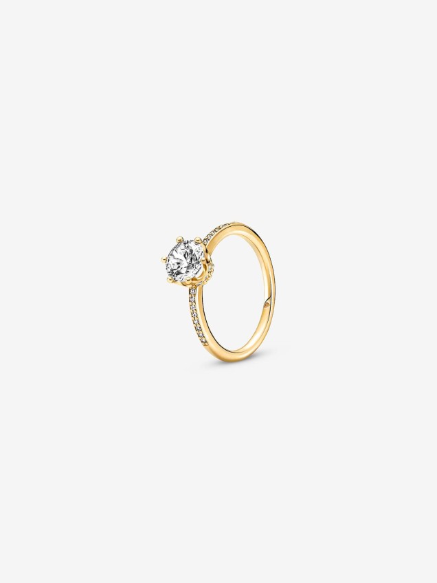 Anel Clear Sparkling Crown Solitaire