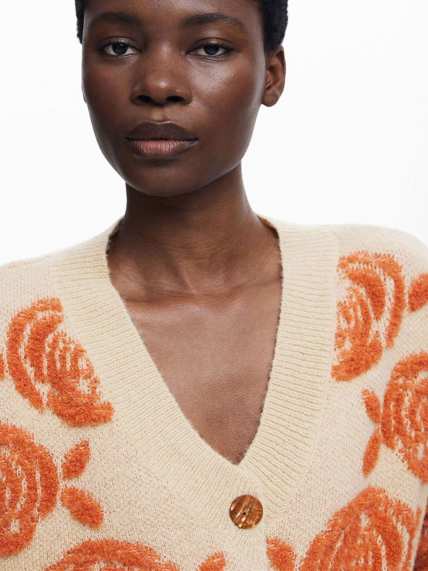 Casaco de Malha com Padrão Floral