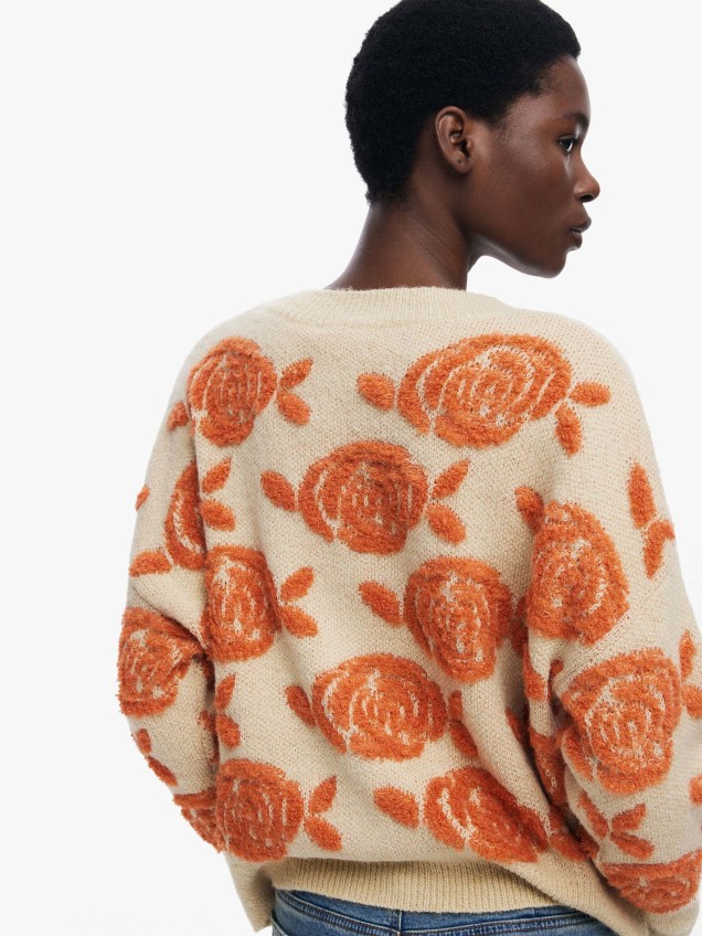 Casaco de Malha com Padrão Floral