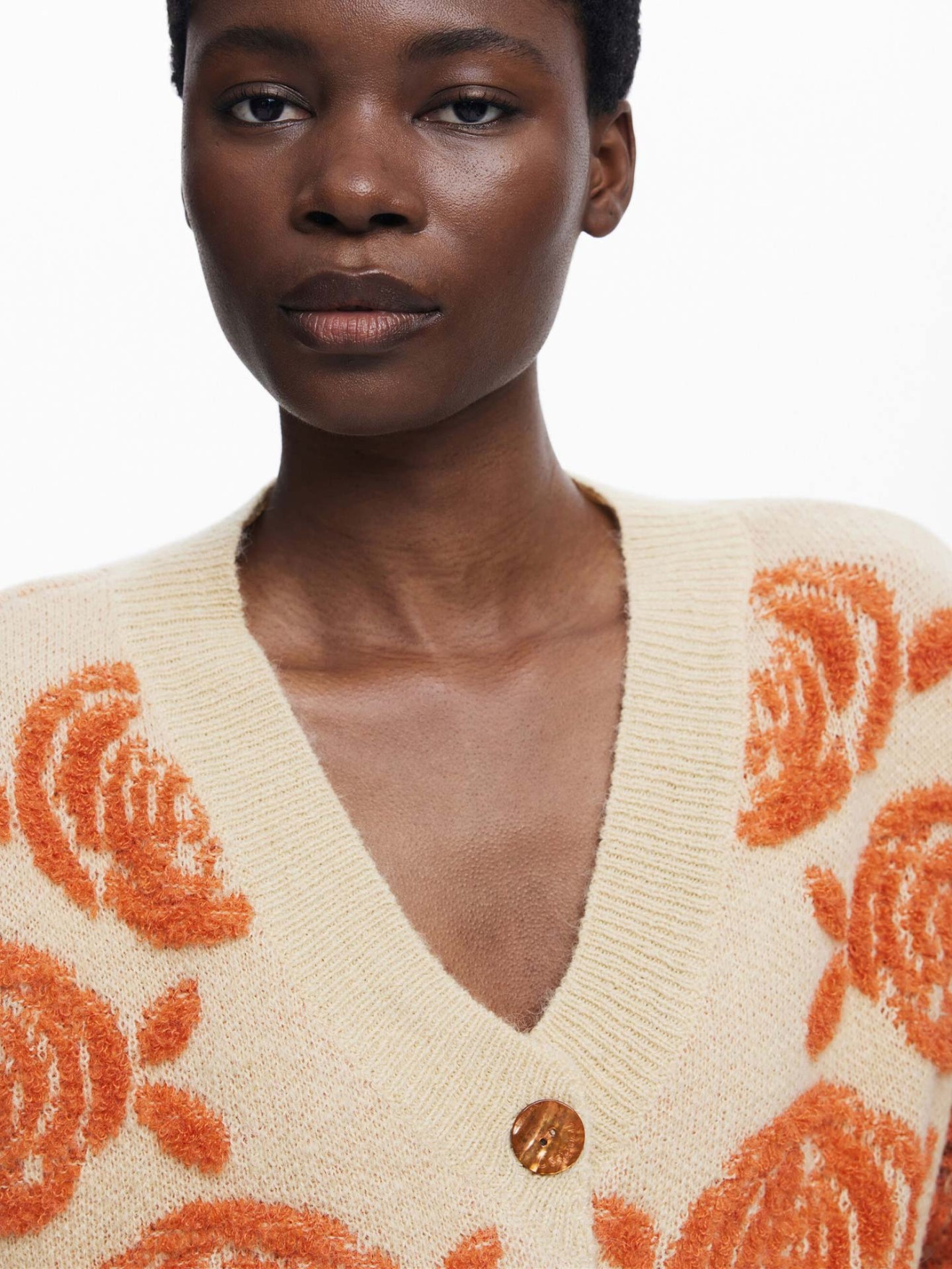 Casaco de Malha com Padrão Floral