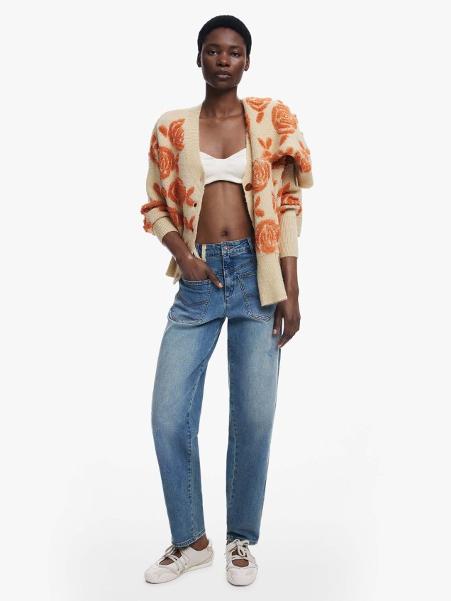 Casaco de Malha com Padrão Floral