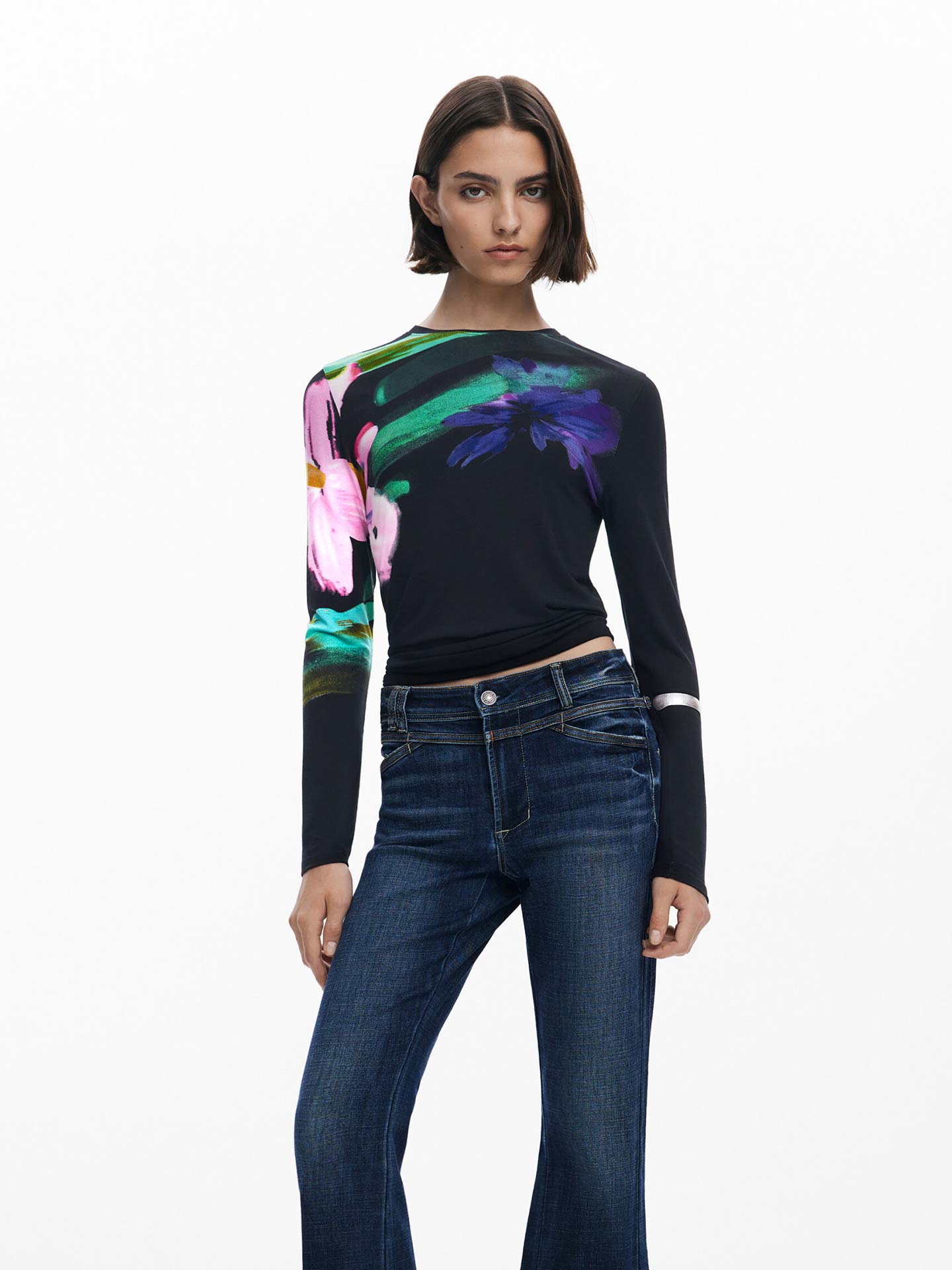 Camisola com Padrão Floral Aguarela