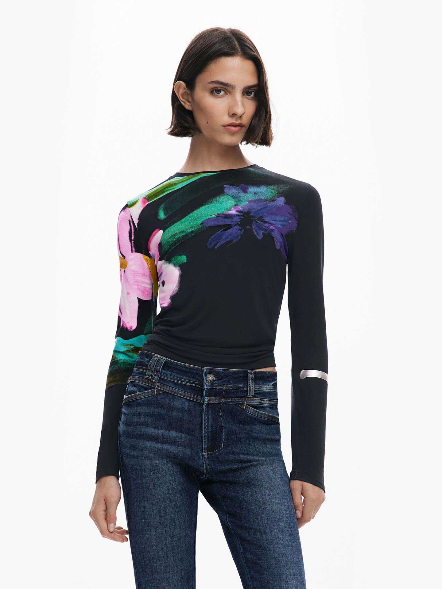 Camisola com Padrão Floral Aguarela