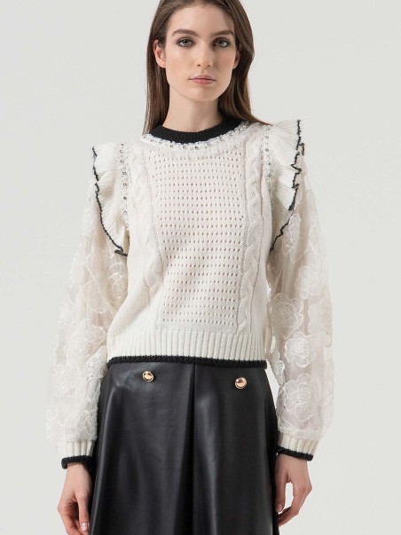 Camisola de malha combinada